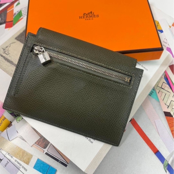 「全新」Hermes 愛馬仕 Kelly pocket 墨綠色 S刻 銀釦