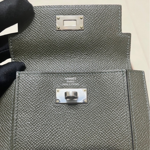 「全新」Hermes 愛馬仕 Kelly pocket 墨綠色 S刻 銀釦