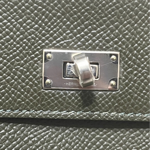 「全新」Hermes 愛馬仕 Kelly pocket 墨綠色 S刻 銀釦