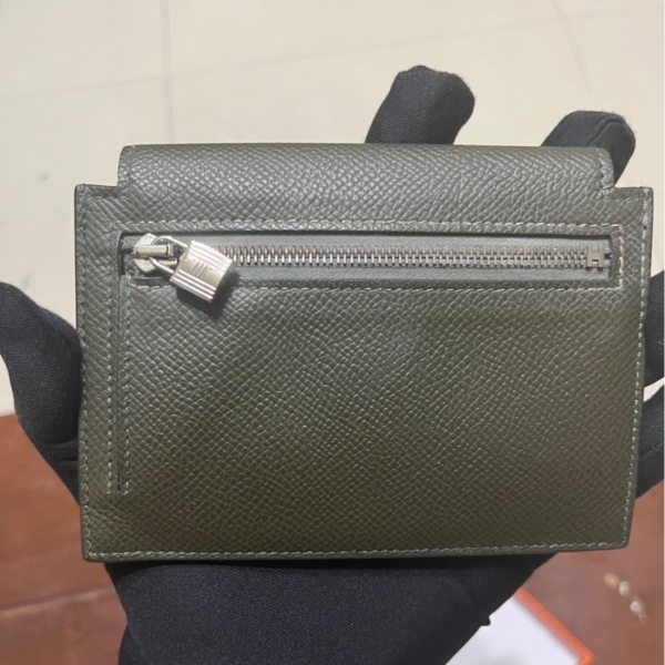 「全新」Hermes 愛馬仕 Kelly pocket 墨綠色 S刻 銀釦