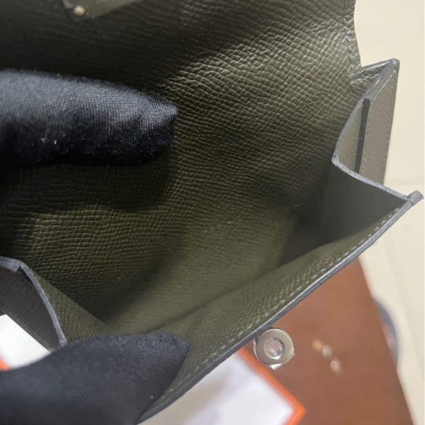 「全新」Hermes 愛馬仕 Kelly pocket 墨綠色 S刻 銀釦