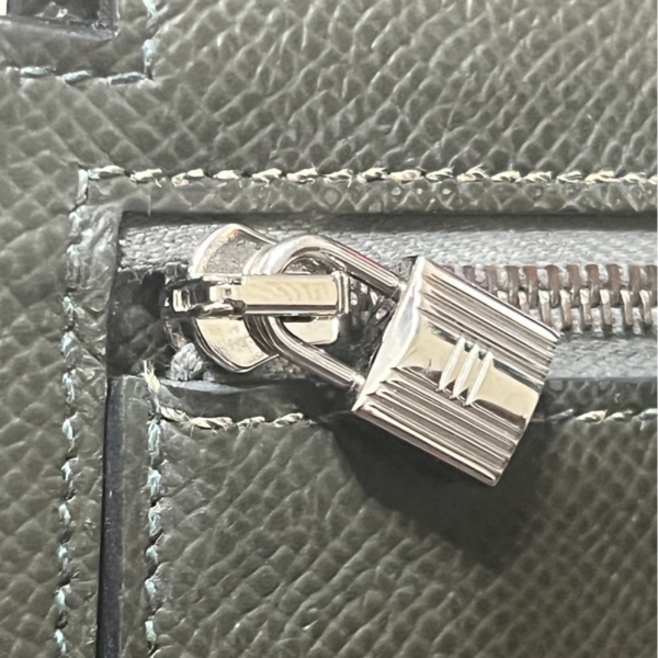 「全新」Hermes 愛馬仕 Kelly pocket 墨綠色 S刻 銀釦